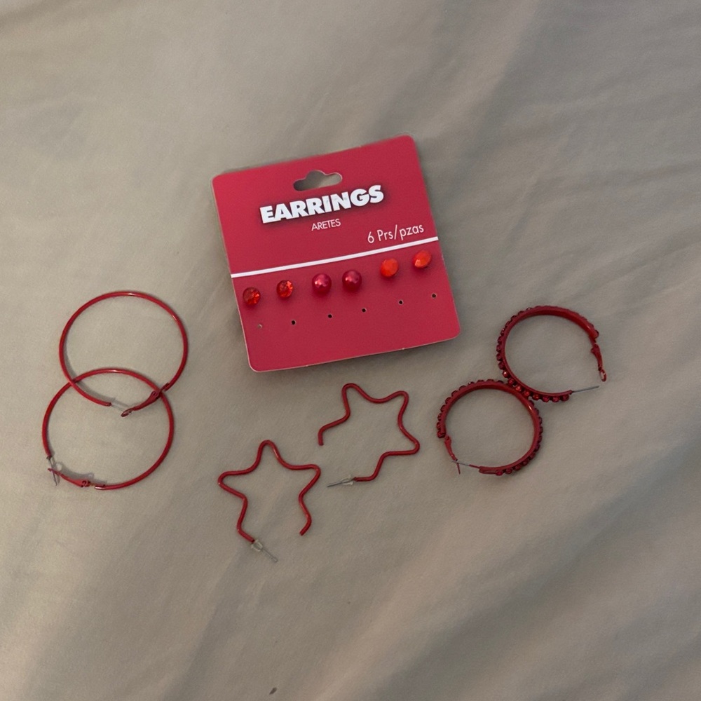 Multiple red earrings pack